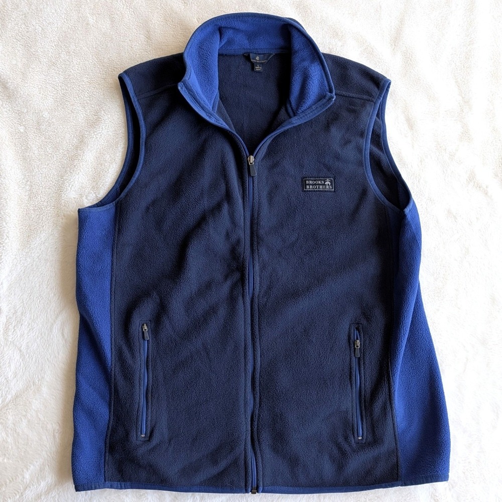 Brooks Brothers Fleece Vest Navy/Blue Full-Zip Men's L